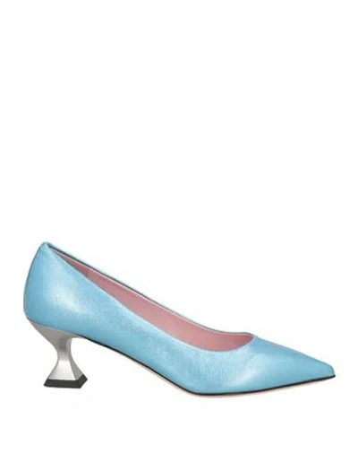 Le Gazzelle Woman Pumps Azure Size 7 Leather In Blue