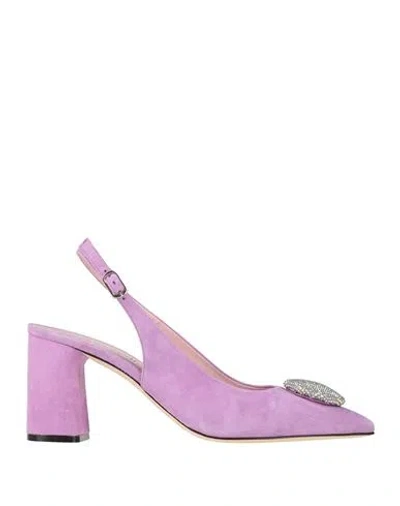 Le Gazzelle Woman Pumps Lilac Size 7 Leather In Purple
