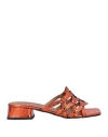Le Gazzelle Woman Sandals Copper Size 10 Leather In Orange