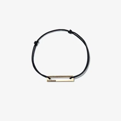 Le Gramme 18k Yellow Gold Le 2.5g Diamond Perforated Cord Bracelet In Black