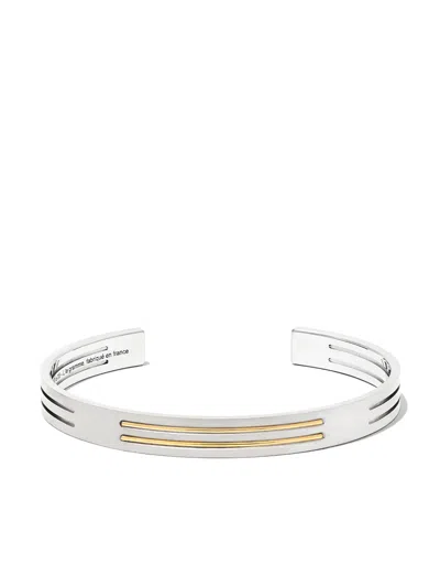 Le Gramme 18kt Yellow Gold And Brushed Titanium Ribbon Bracelet In Silver