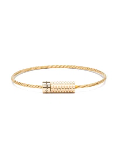 Le Gramme 18kt Yellow Gold Pyramid Guilloche Cable Bracelet In 金色