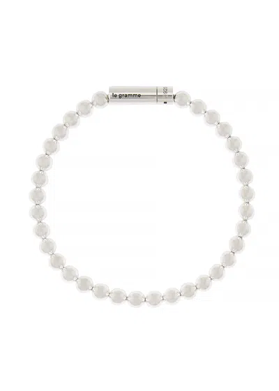 Le Gramme 25g Polished Sterling Silver Beads Bracelet In White