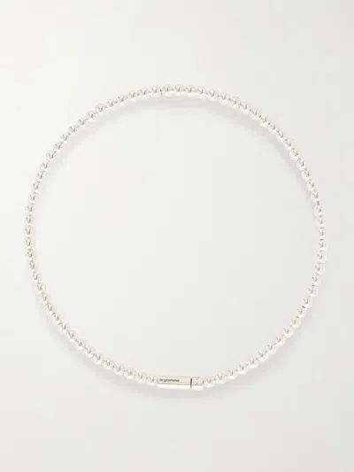 Le Gramme 53g Beaded Sterling Silver Necklace In Metallic
