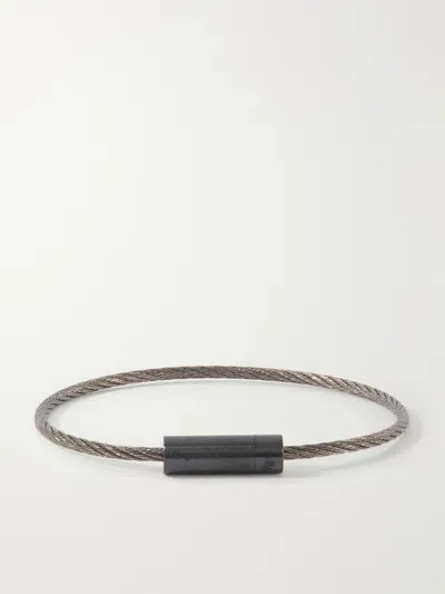 Le Gramme 7g Brushed Sterling Silver And Ceramic Cable Bracelet In Black