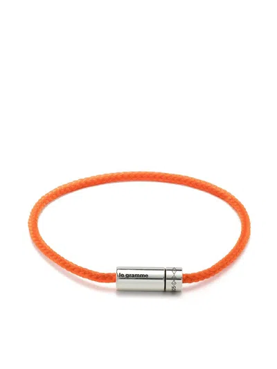 Le Gramme 7g Polished Silver And Orange Nato Cable Bracelet