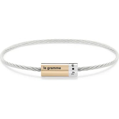 Le Gramme Sterling Silver And Yellow Gold Cable Bangle In Silver