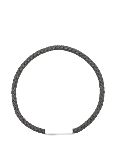 Le Gramme Braided Leather Bracelet In Black