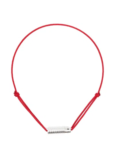 Le Gramme Engraved-logo Bracelet In Red