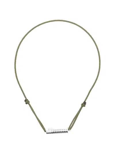 Le Gramme Guilloche Cord Bracelet In Green