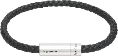 Le Gramme 'le 7g' Leather Cable Bracelet In Black