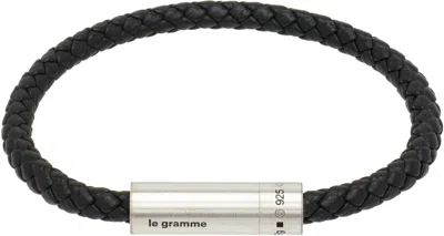 Le Gramme Leather Cable 'le 7g' Bracelet In Black