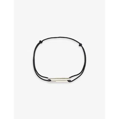 LE GRAMME MENS ENGRAVED-LOGO STERLING-SILVER AND CORD BRACELET BLACK