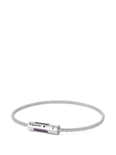 Le Gramme Punched Cable Bracelet In Burgundy