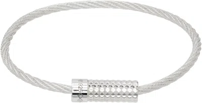 Le Gramme Silver Pyramid Guilloché Cable 'le 9g' Bracelet