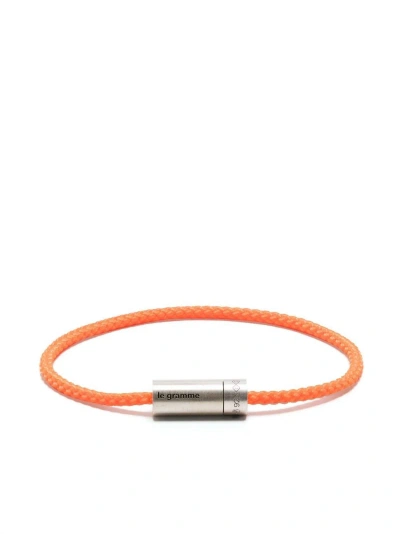 Le Gramme Sterling Silver Le 7g Brushed Nato Cable Bracelet In Orange