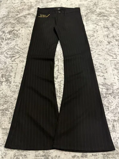 Pre-owned Le Grande Bleu L G B Black Varia Japan Studded Pinstripe Dramatic Flared Pants