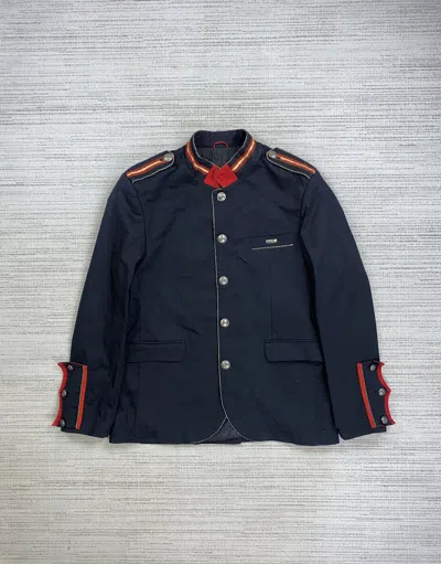 Pre-owned Le Grande Bleu L G B Vintage Mondo Military Uniform Button Suit Jacket In Black