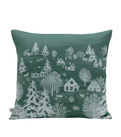 Le Jacquard Français Cotton Sous Les Étoiles Cushion In Green