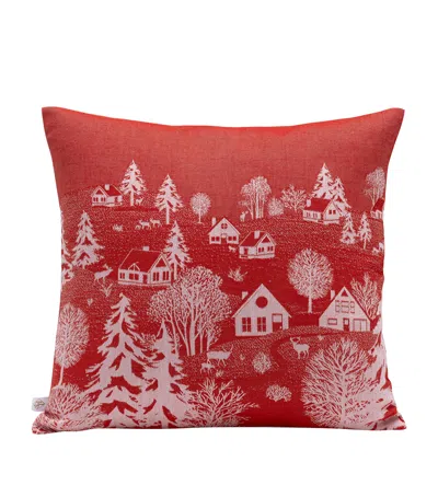 Le Jacquard Français Cotton Sous Les Étoiles Cushion In Red