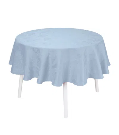 Le Jacquard Français Linen Damask Tivoli Round Tablecloth In Blue