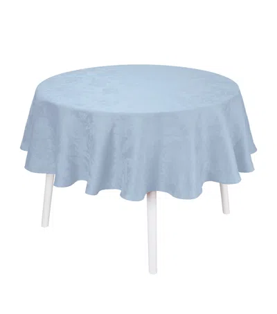 Le Jacquard Français Linen Damask Tivoli Round Tablecloth In Blue