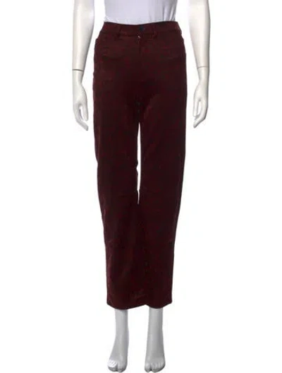 Pre-owned Le Jean Animal Print Straight Leg Pants In Burgundy