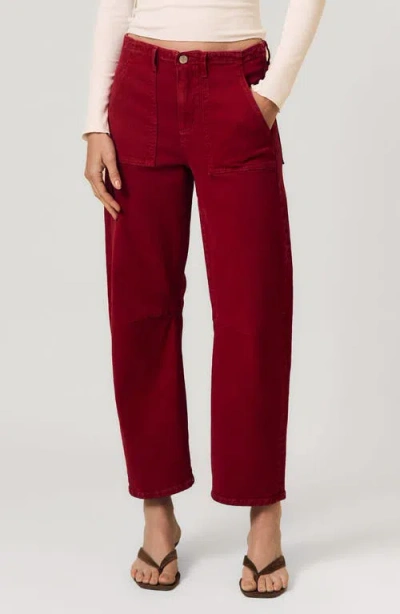 Le Jean Ankle Barrel Utility Jeans In Red