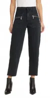 Le Jean Biker Pants In Washed Black In Black
