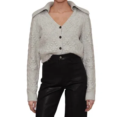 Le Jean Cable Knit Cardigan In Heather Grey In Gray