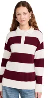 Le Jean Cashmere Polo Sweater Rugby Stripe In Rugby Stripe