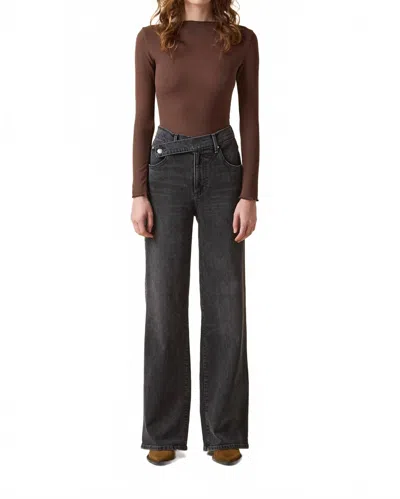 Le Jean Cinch Waist Shadow Jeans In Grey In Black