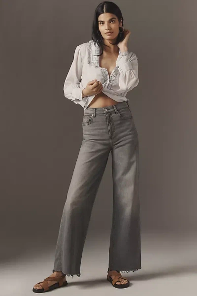 Le Jean Column High-rise Wide-leg Jeans In Grey