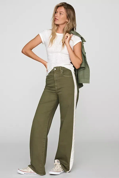 Le Jean Column Track High-rise Wide-leg Jeans In Green