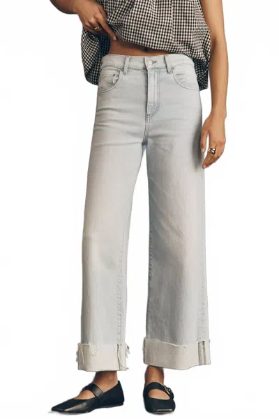 Le Jean Column Wide-leg Cuffed Jeans In Sun Bleached In Gray