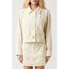 Le Jean Cora Print Denim Jacket In White
