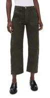 Le Jean Corduroy Utility Soft Barrel Jeans Forest In Green