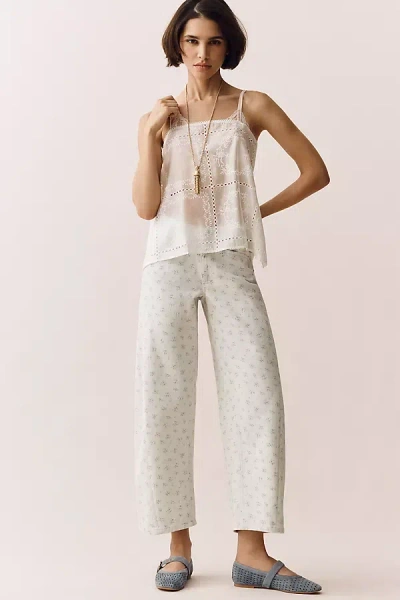 Le Jean Cotton Selena Crop High-rise Tapered Jeans In Neutral