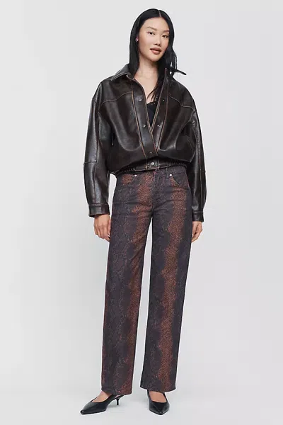 Le Jean Cowboy Curve Mid Rise Tapered Jeans In Brown