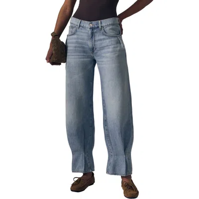 Le Jean Delphine Pleated Tapered Leg Jeans In Blue