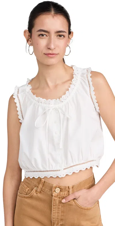 Le Jean Eyelet Cami White