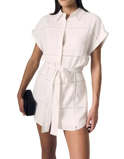 Le Jean Eyelet Mini Shirtdress In White