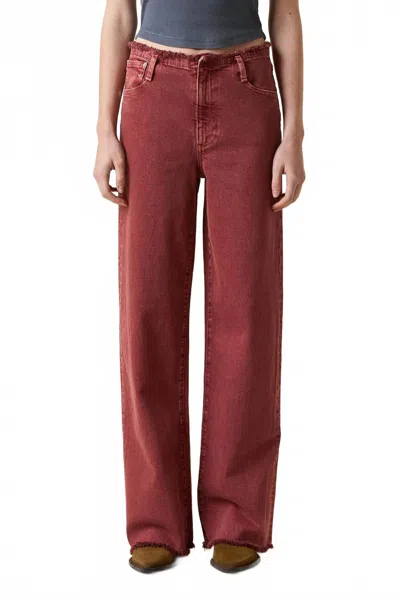 Le Jean Fray Waist Column Jeans In Sandwashed Spice In Red