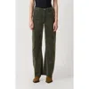 Le Jean Frayed Barrel Corduroy Utility Pants In Green