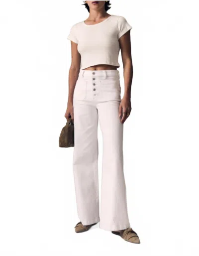 Le Jean Georgia Exposed Button Wide Leg Pant In White