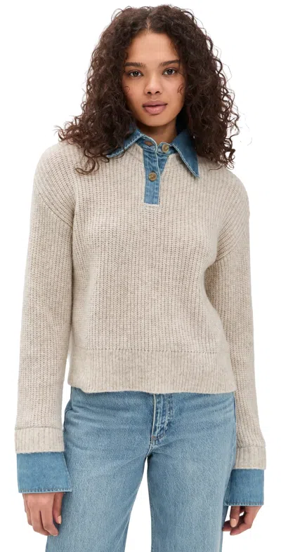 Le Jean Harvey Sweater Superlight Denim/oatmeal In Neutral