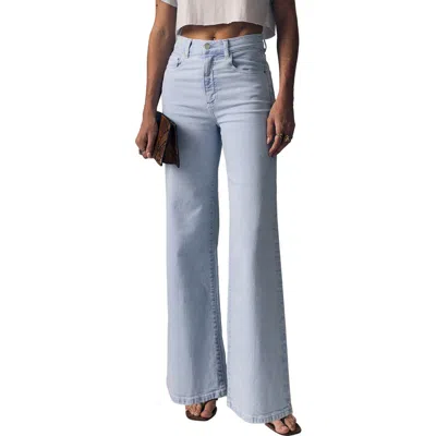 Le Jean High Waist Wide Leg Column Jeans In Blue