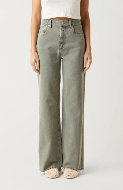 Le Jean High Waist Wide Leg Column Jeans In Green
