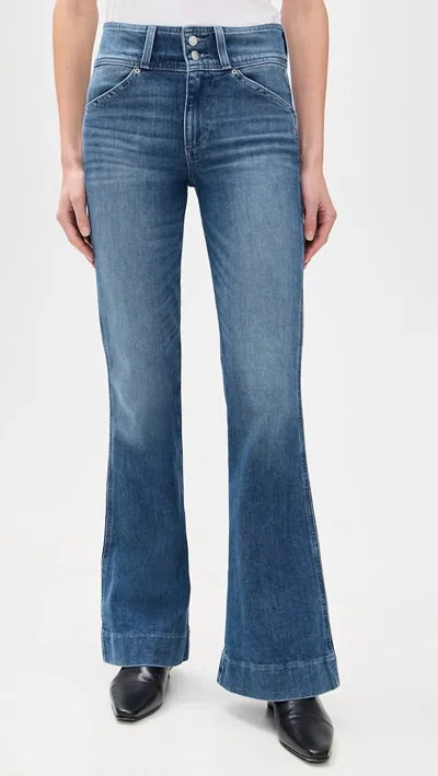 Le Jean Highline Gigi Flare High Rise Jeans In London Calling In Blue