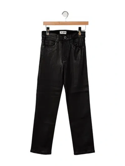 Pre-owned Le Jean High-rise Straight Leg Jeans In Black